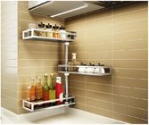 Kitchen Rotable Storage Stainless Steel Wall Spice Rack With 3 Layers