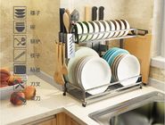 Large Capacity Silver Wall Mounted Dish Drying Rack With Cutlery Holder