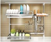 Wall Mounted Stainless Steel Dish Drying Rack , Kitchenware Compact Dish Rack