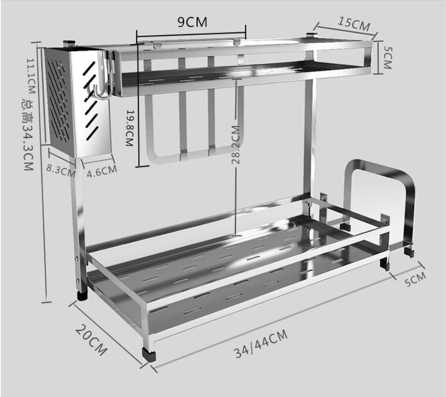 2-Tier Cupboard Storage Racks / Spice Jars Bottle Steel Rack For Kitchen